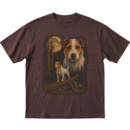 Jack Russell Wildwood Moon T-Shirt in Dark Chocolate