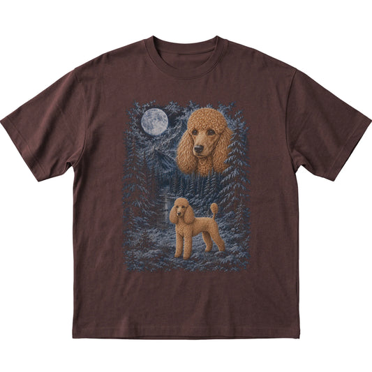 Poodle Forest Moon T-Shirt in Dark Chocolate