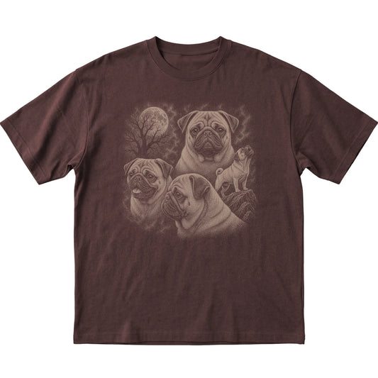 Pug 90s Moon T-Shirt in Dark Chocolate — flat lay