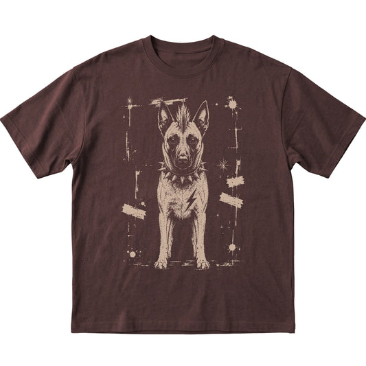 Dark Chocolate Punk Rock Belgian Malinois T-shirt, flat view
