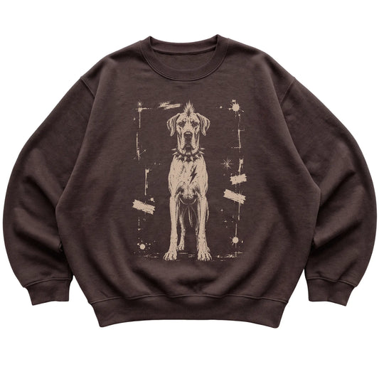 Dark Chocolate Punk Rock Great Dane sweatshirt, flat view