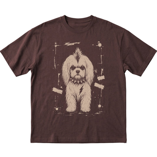 Dark Chocolate Punk Rock Maltese T-shirt, flat view