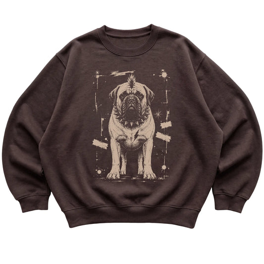 Dark Chocolate Punk Rock Mastiff sweatshirt, flat view