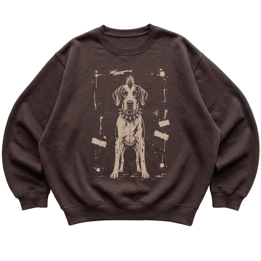 Dark Chocolate Punk Rock Pointer sweatshirt, flat view