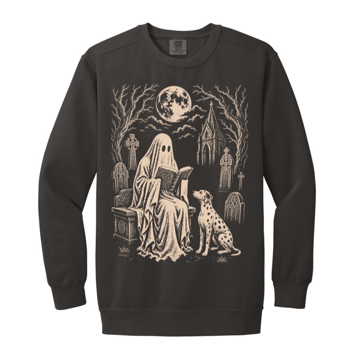Dalmatian Ghost Reading sweatshirt in Pepper