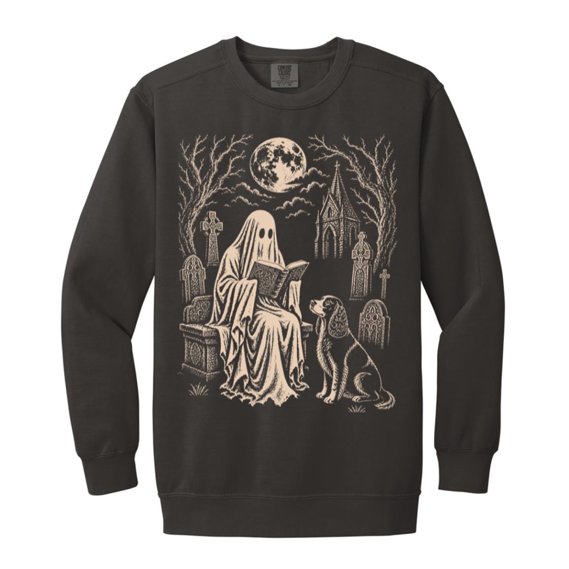 Springer Spaniel Ghost Reading sweatshirt in Pepper
