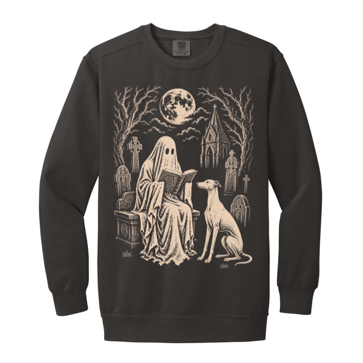Greyhound Ghost Reading sweatshirt in Pepper