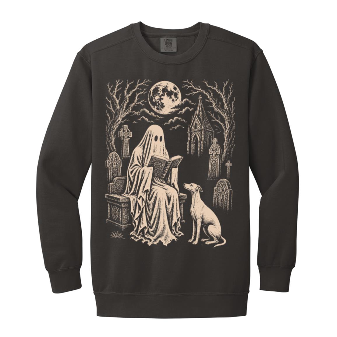 Whippet Ghost Reading sweatshirt in Pepper