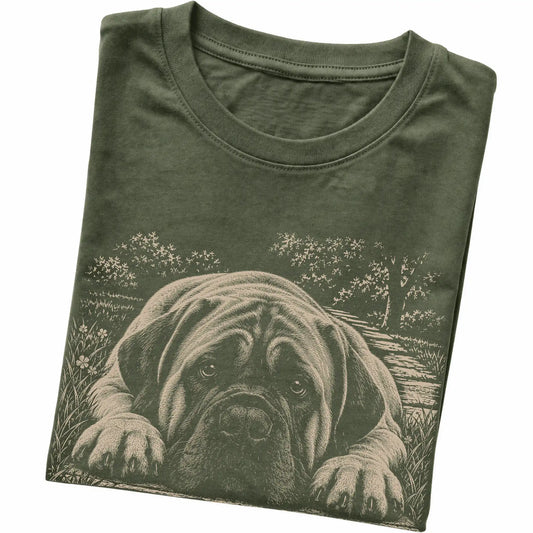 Mastiff Karma Softstyle T-shirt in Military Green — Folded Detail