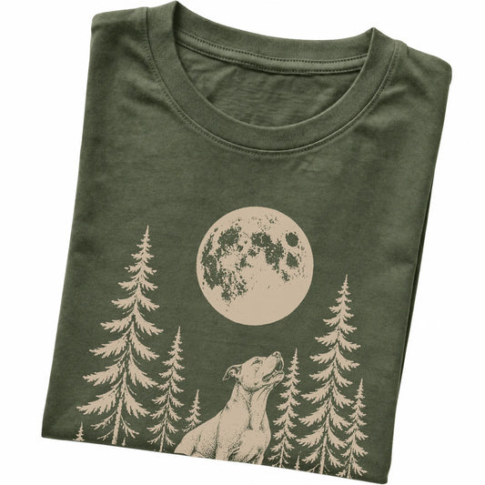 Pitbull Howling at the Moon softstyle T-shirt in Military Green
