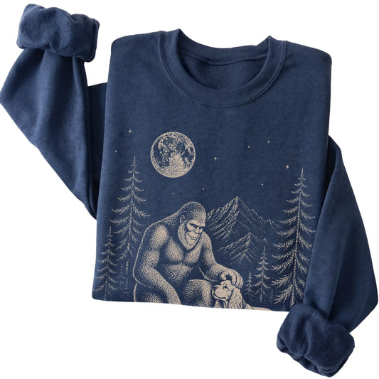 Folded Cocker Spaniel and Bigfoot Sweatshirt in Navy