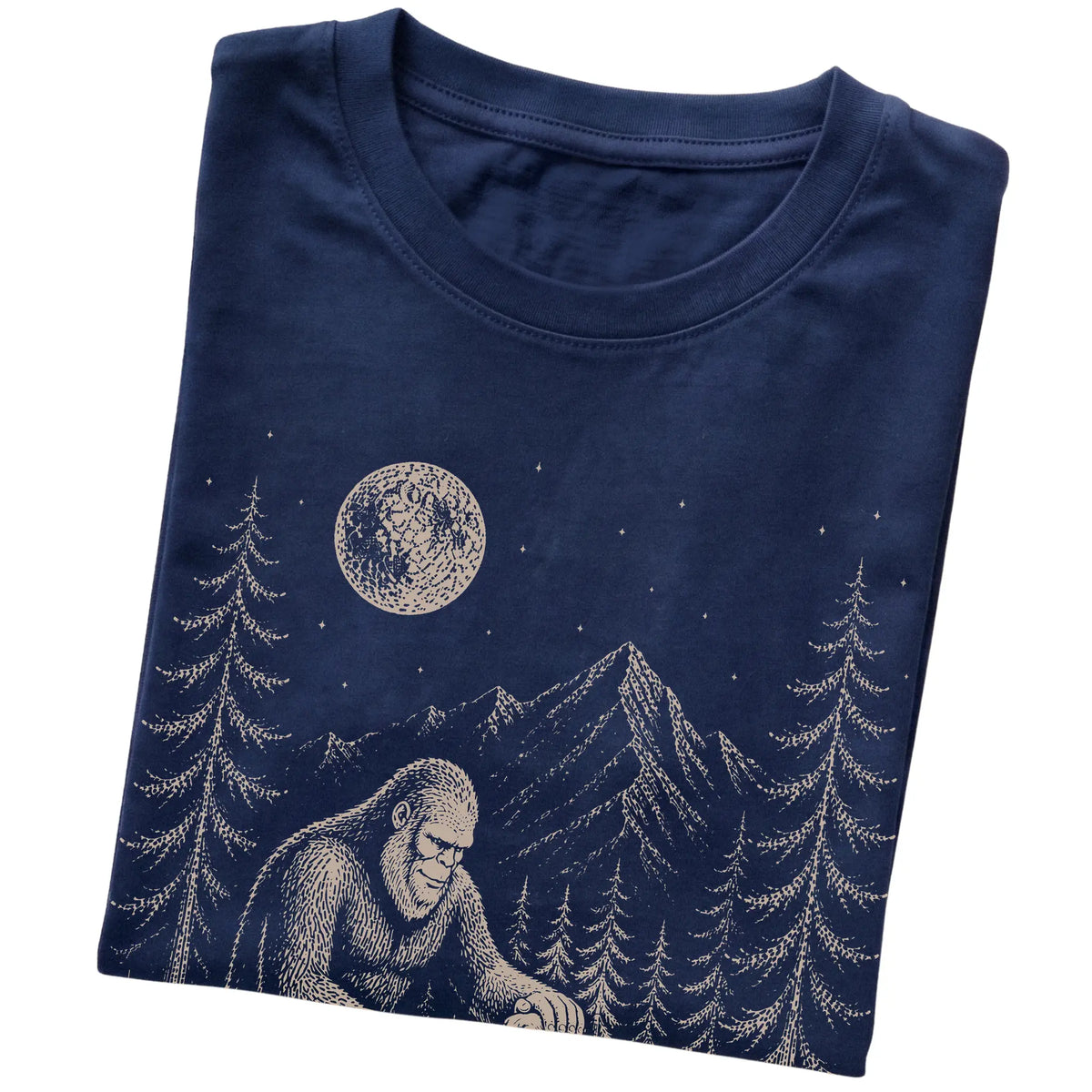 Folded Weimaraner and Bigfoot T-Shirt in Navy