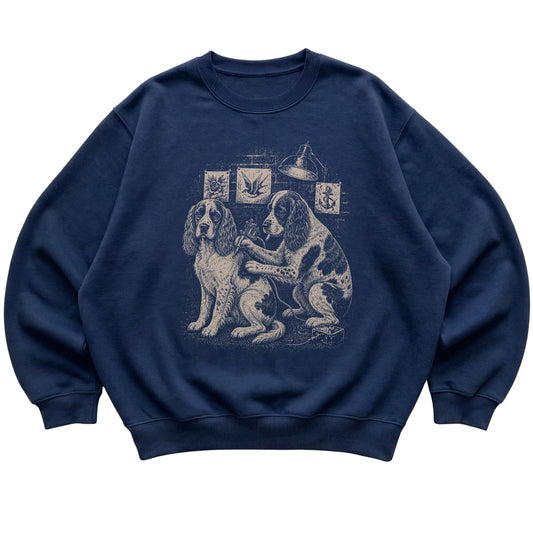 Navy Cocker Spaniel Dog Tattoo Artist shirt laid flat