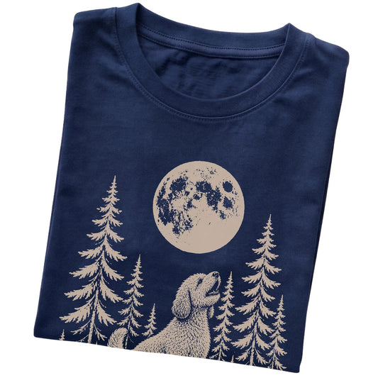Labradoodle Howling at the Moon softstyle T-shirt in Navy