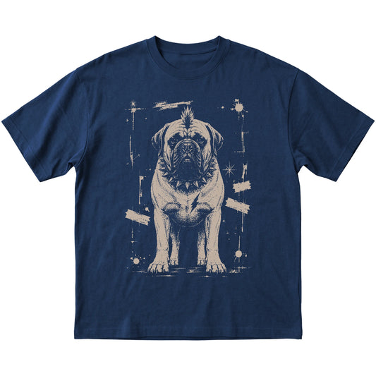 Navy Punk Rock Mastiff T-shirt, flat view