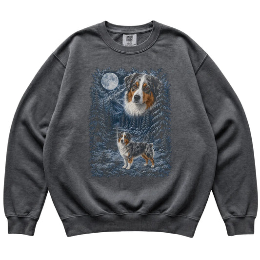 Australian Shepherd Forest Moon Sweatshirt in Pepper