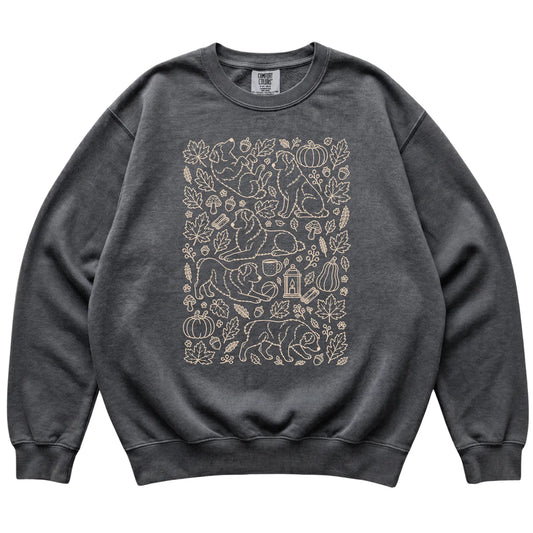 Pepper Australian Shepherd Fall Leaves shirt laid flat