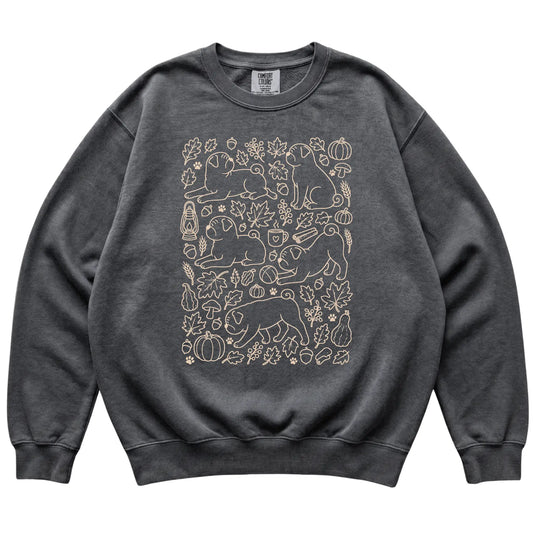 Pepper Pug Fall Leaves shirt laid flat