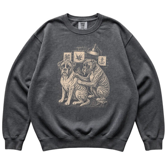 Pepper Boxer Dog Tattoo Artist shirt laid flat