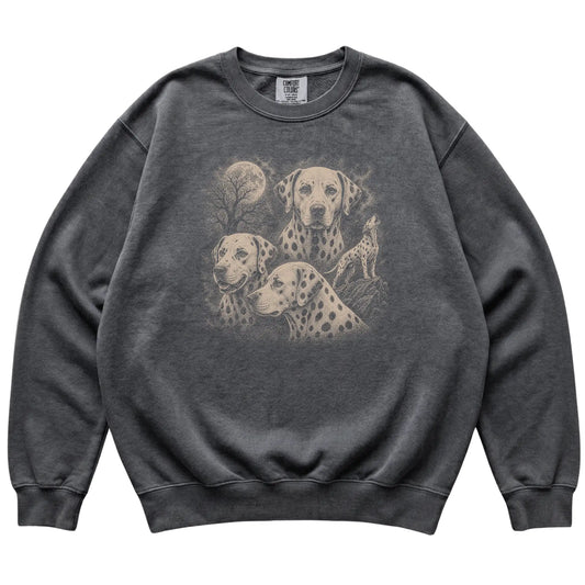 Dalmatian 90s Moon Sweatshirt in Pepper — flat lay