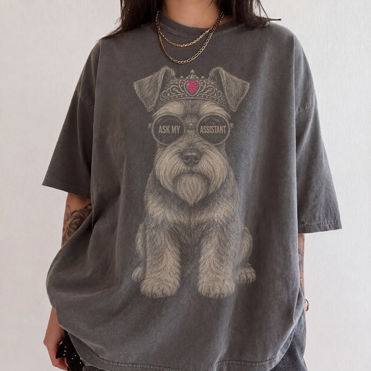 Woman wearing a Pepper Diva Schnauzer T-Shirt