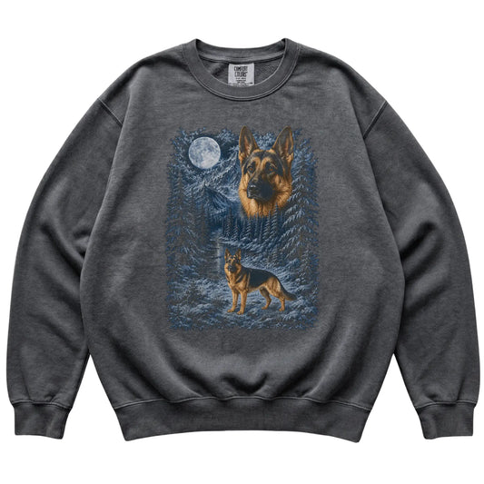 German Shepherd Forest Moon Sweatshirt in Pepper