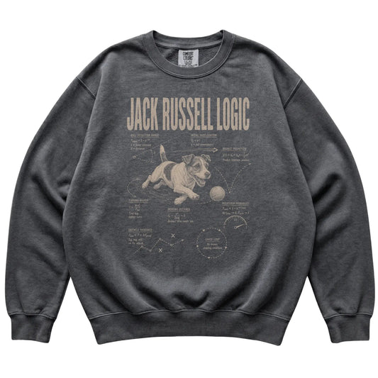 Pepper Jack Russell Logic sweatshirt laid flat