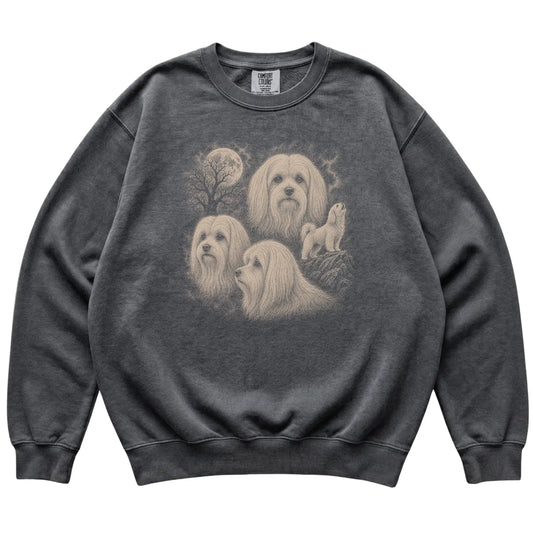 Maltese 90s Moon Sweatshirt in Pepper — flat lay