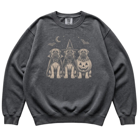 Pepper Mastiff Halloween Costume Comfort Colors sweatshirt, flat view