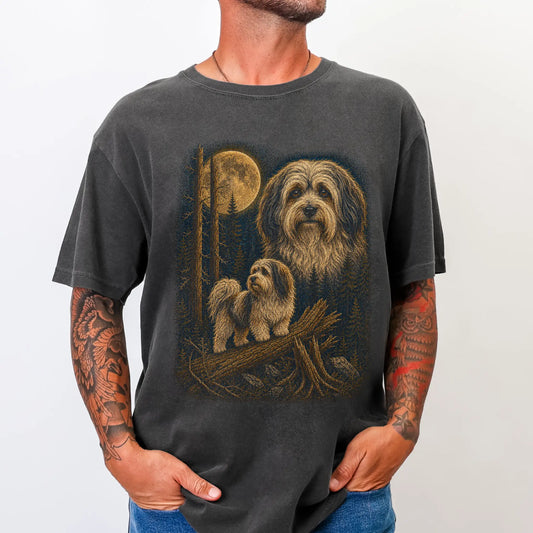 Person wearing a Pepper Havanese Wildwood Moon t-shirt