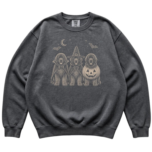 Pepper Newfie Halloween Costume Comfort Colors sweatshirt, flat view