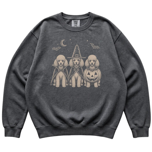 Pepper Poodle Halloween Costume Comfort Colors sweatshirt, flat view