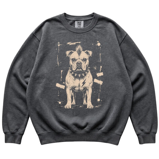 Pepper Punk Rock American Bulldog Comfort Colors sweatshirt, flat view
