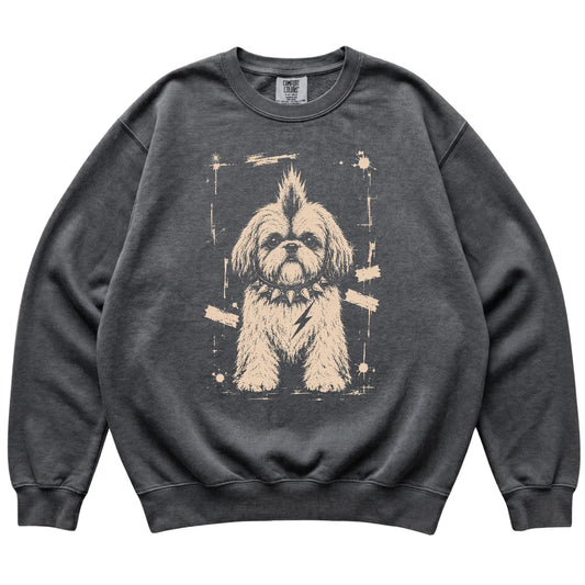 Pepper Punk Rock Shih Tzu Comfort Colors sweatshirt, flat view