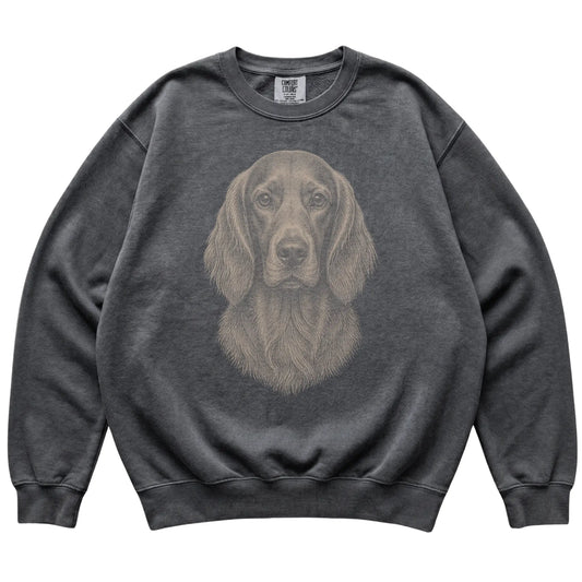 Pepper Realistic Drawing Irish Setter Comfort Colors sweatshirt, flat view