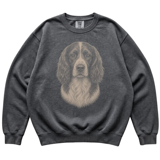 Pepper Realistic Drawing Springer Spaniel Comfort Colors sweatshirt, flat view