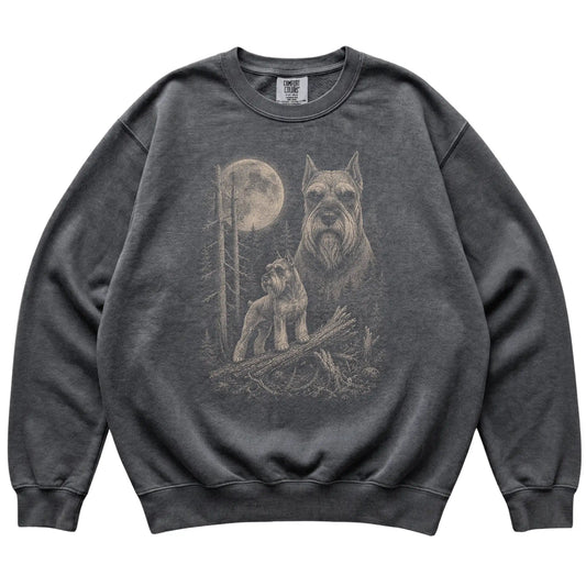 Pepper Schnauzer Moonlit Forest Comfort Colors sweatshirt, flat view