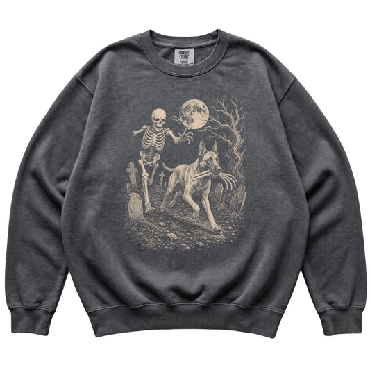 Pepper Skeleton Chase Belgian Malinois Comfort Colors sweatshirt, flat view