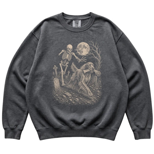 Pepper Skeleton Chase Irish Setter Comfort Colors sweatshirt, flat view