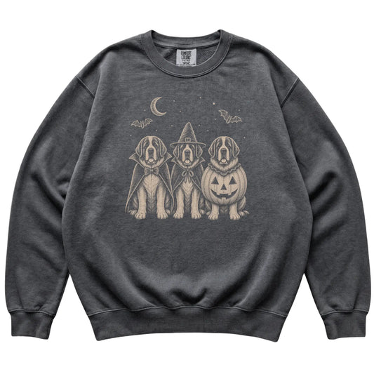 Pepper St Bernard Halloween Costume Comfort Colors sweatshirt, flat view