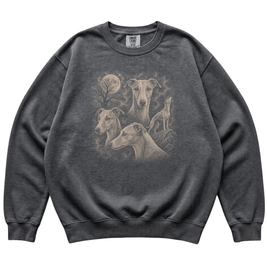 Whippet 90s Moon Sweatshirt in Pepper — flat lay