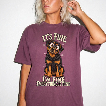 Rottweiler Everything Is Fine Comfort Colors T-shirt in Berry lifestyle