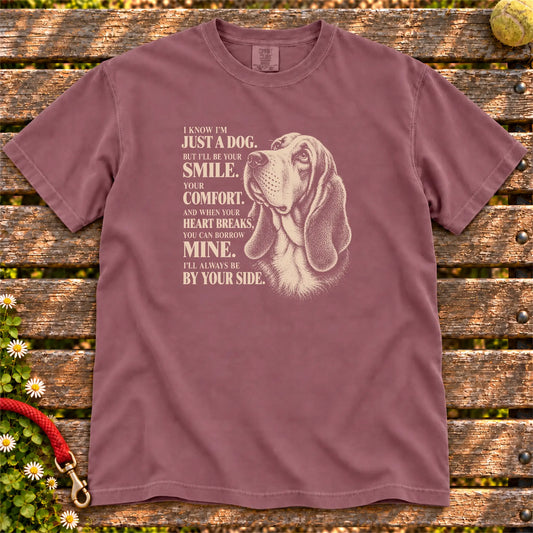 Berry Comfort Colors® T-shirt featuring the Basset Hound By Your Side design.