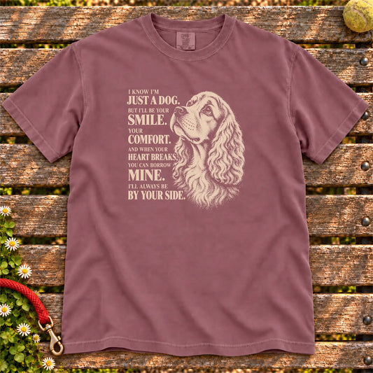 Berry Comfort Colors® T-shirt featuring the Cocker Spaniel By Your Side design.