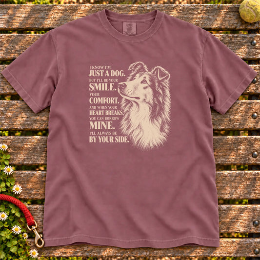 Berry Comfort Colors® T-shirt featuring the Collie By Your Side design.