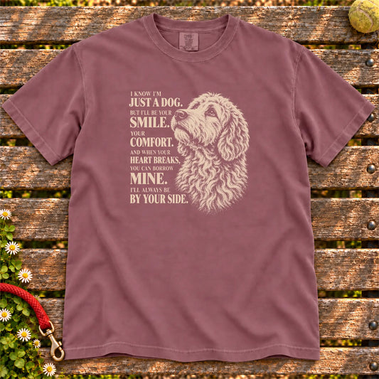 Berry Comfort Colors® T-shirt featuring the Labradoodle By Your Side design.