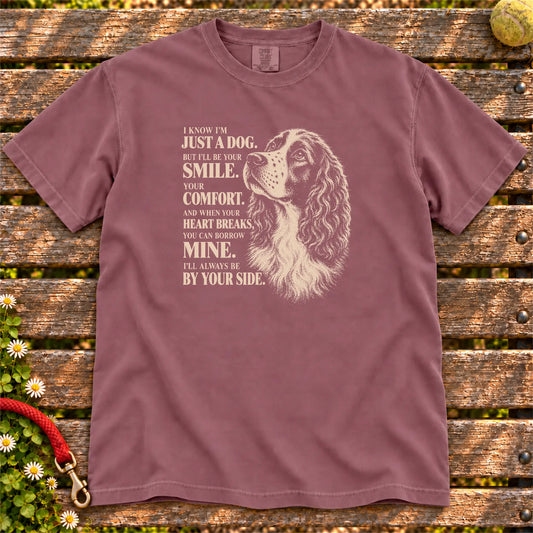 Berry Comfort Colors® T-shirt featuring the Springer Spaniel By Your Side design.