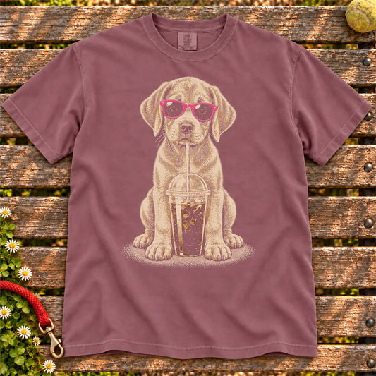 Berry Comfort Colors® T-shirt featuring the Labrador Retriever Cold Coffee design.