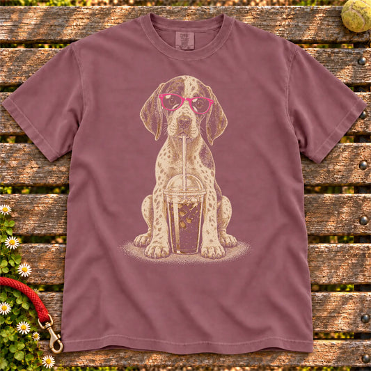 Berry Comfort Colors® T-shirt featuring the Pointer Cold Coffee design.