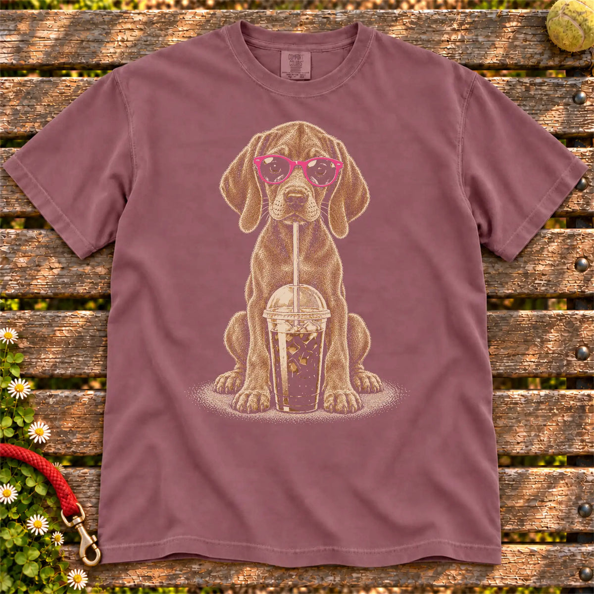 Berry Comfort Colors® T-shirt featuring the Vizsla Cold Coffee design.